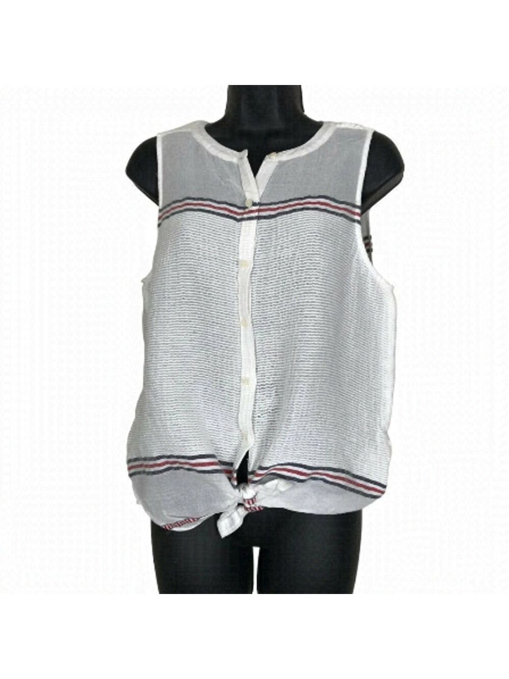 Lucky Brand Red White & Blue Striped Sleeveless top Size M